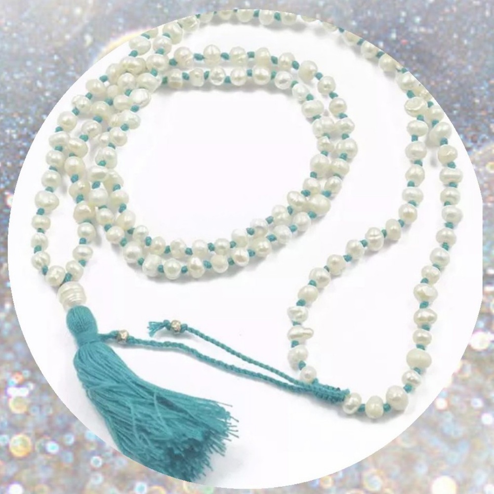 Authentic pearl meditation mala necklace 108 beads